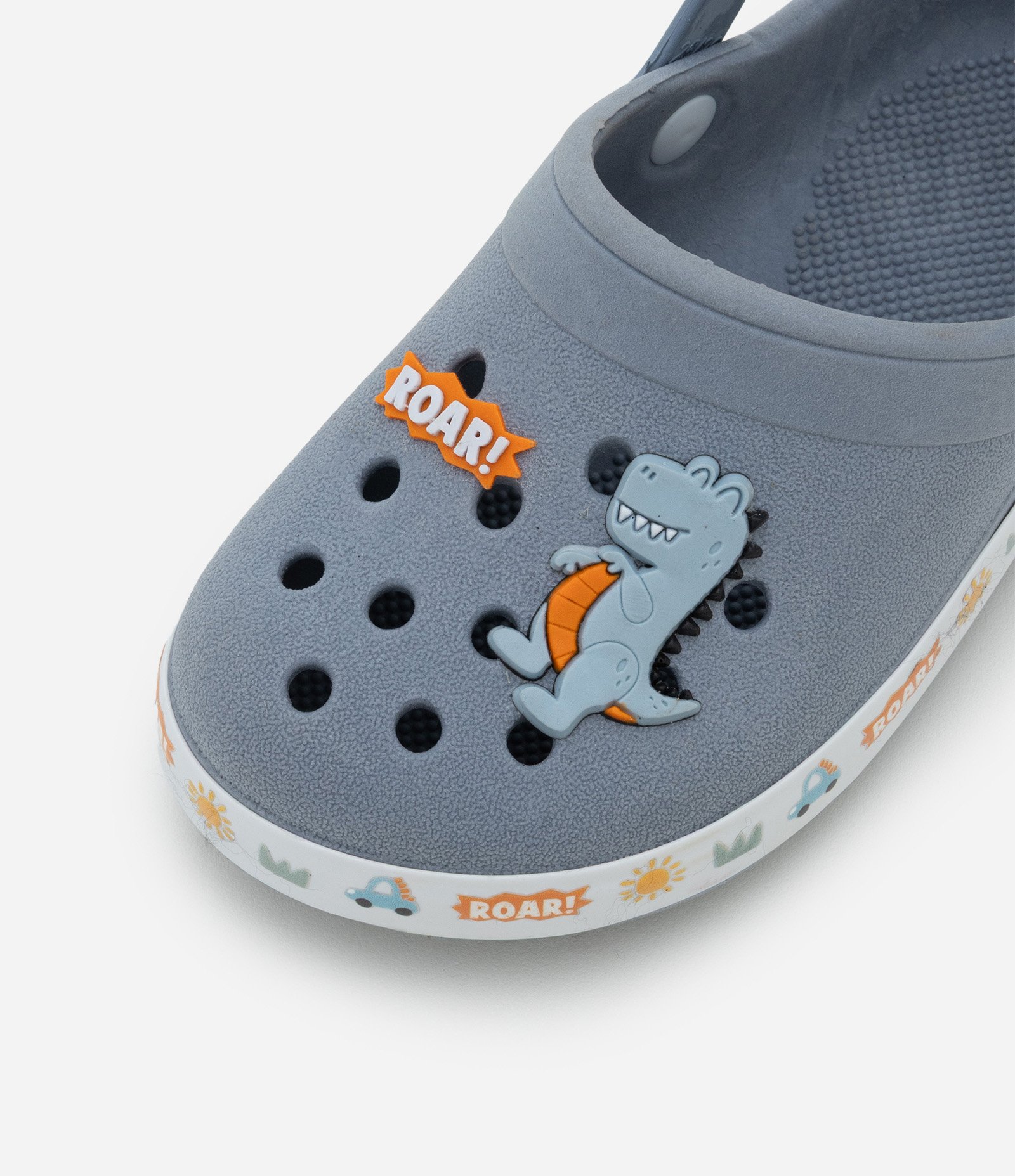 Sandália Babuche Infantil com Patch Dinossauro - Tam 21 ao 28 Cinza 5