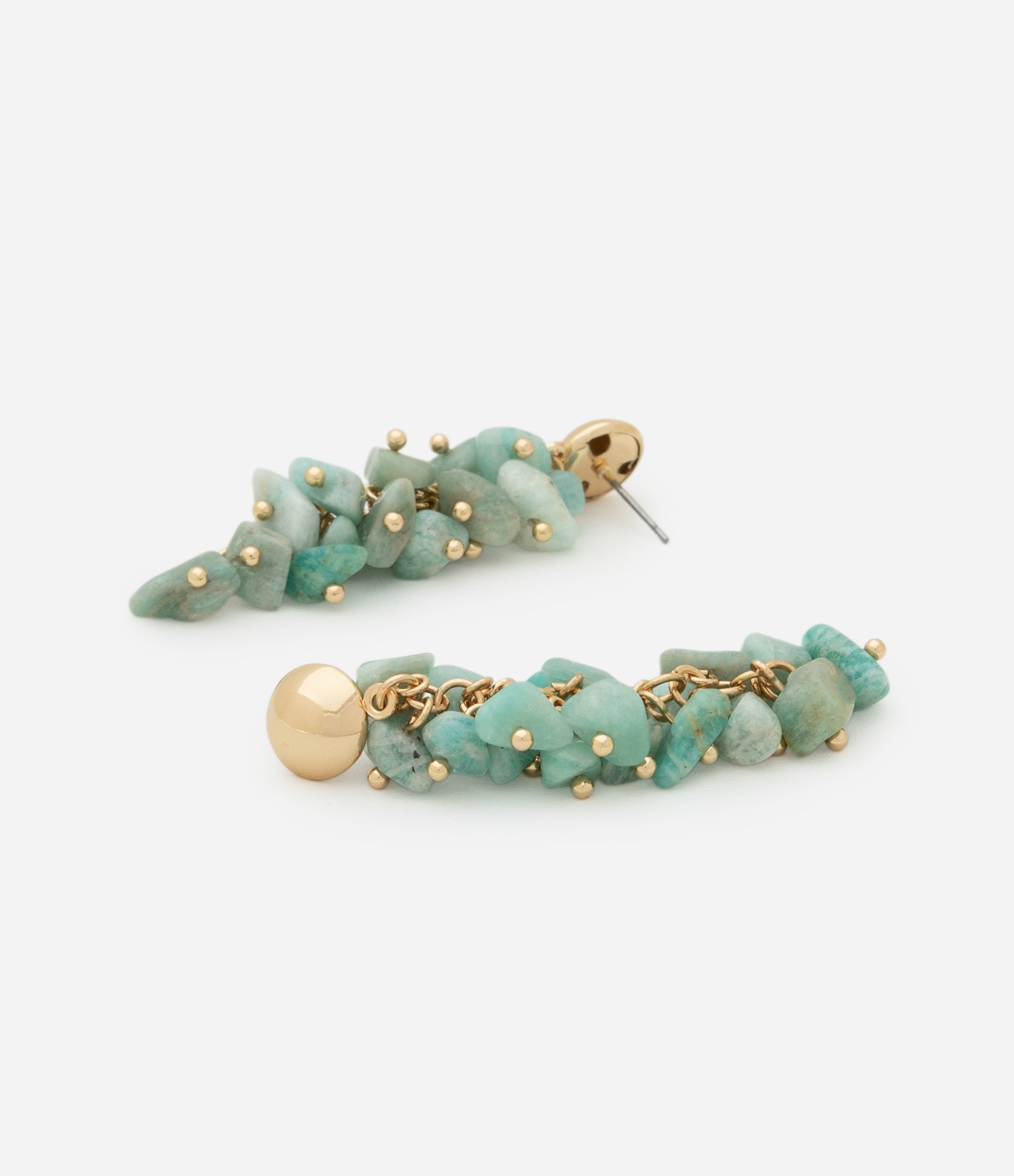 Brinco com Cascalhos e Base Metálica em Banho Dourado Verde 3