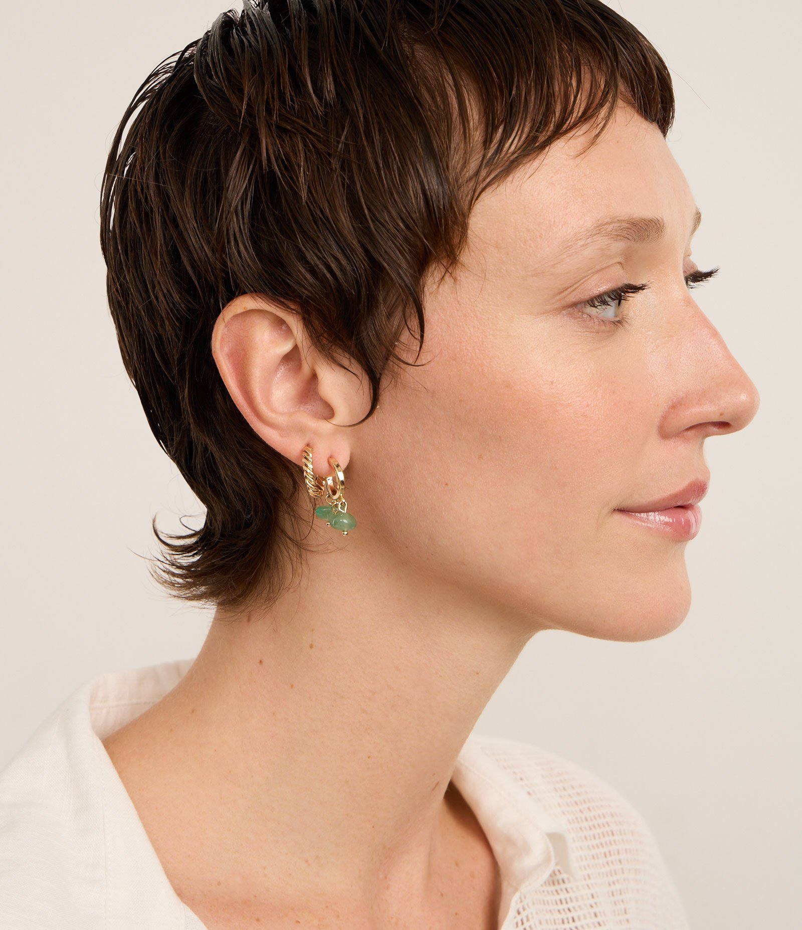 Kit 3 Brinco Argola em Metal com Formatos Diversos Verde 3