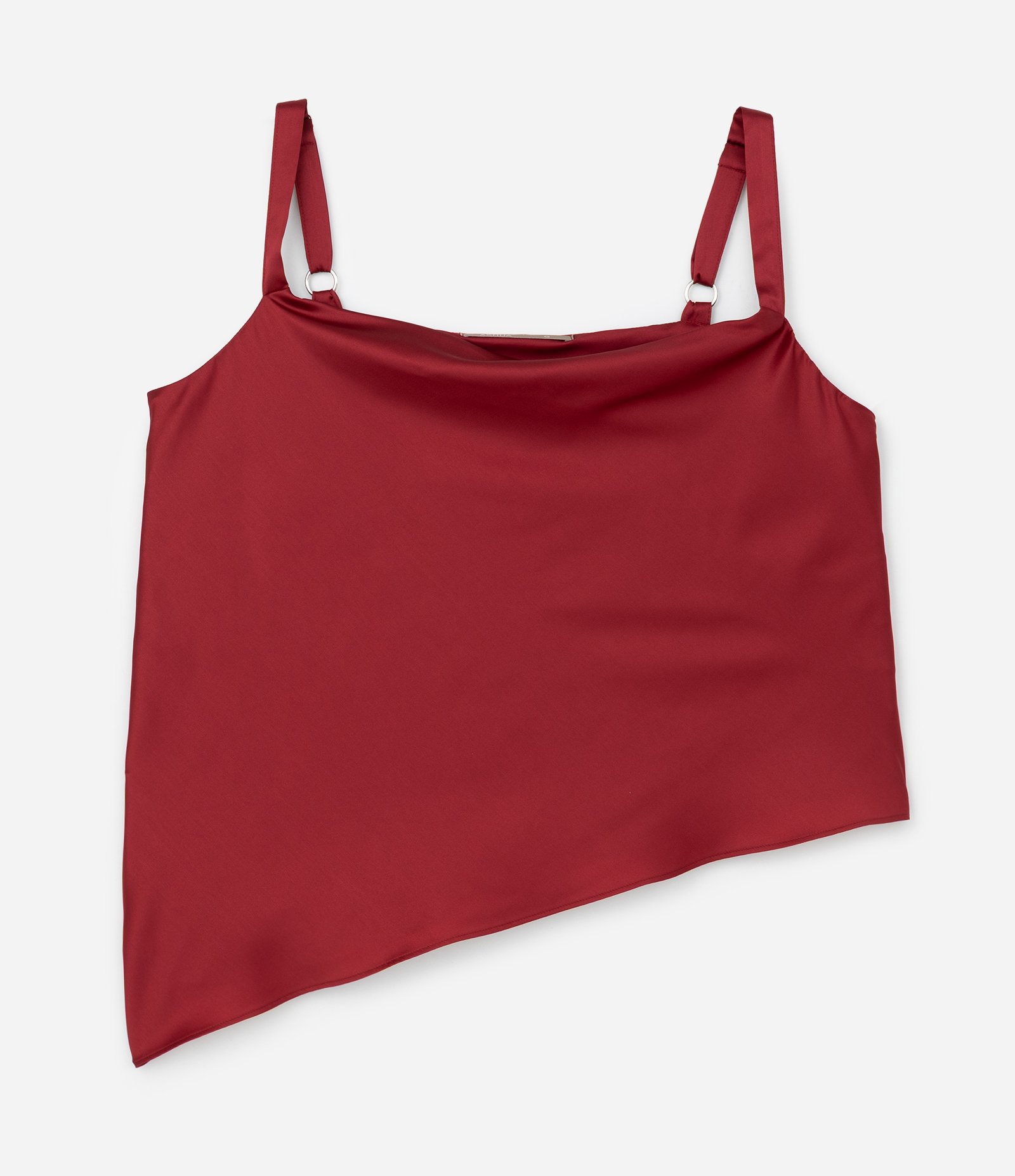 Regata em Cetim com Decote Degagê e Barra Assimétrica Curve & Plus Size Vermelho 5