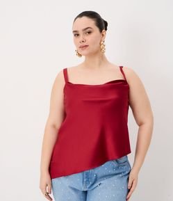Regata em Cetim com Decote Degagê e Barra Assimétrica Curve & Plus Size
