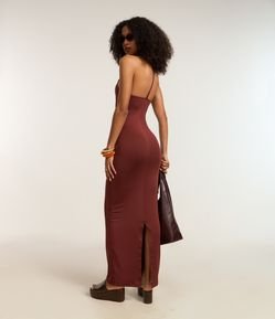 Vestido New Midi Justinho em Microfibra com Gola Halter