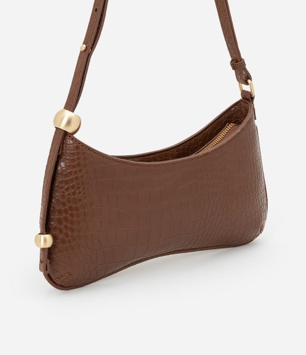 Bolsa Baguete em PU com Textura Croco