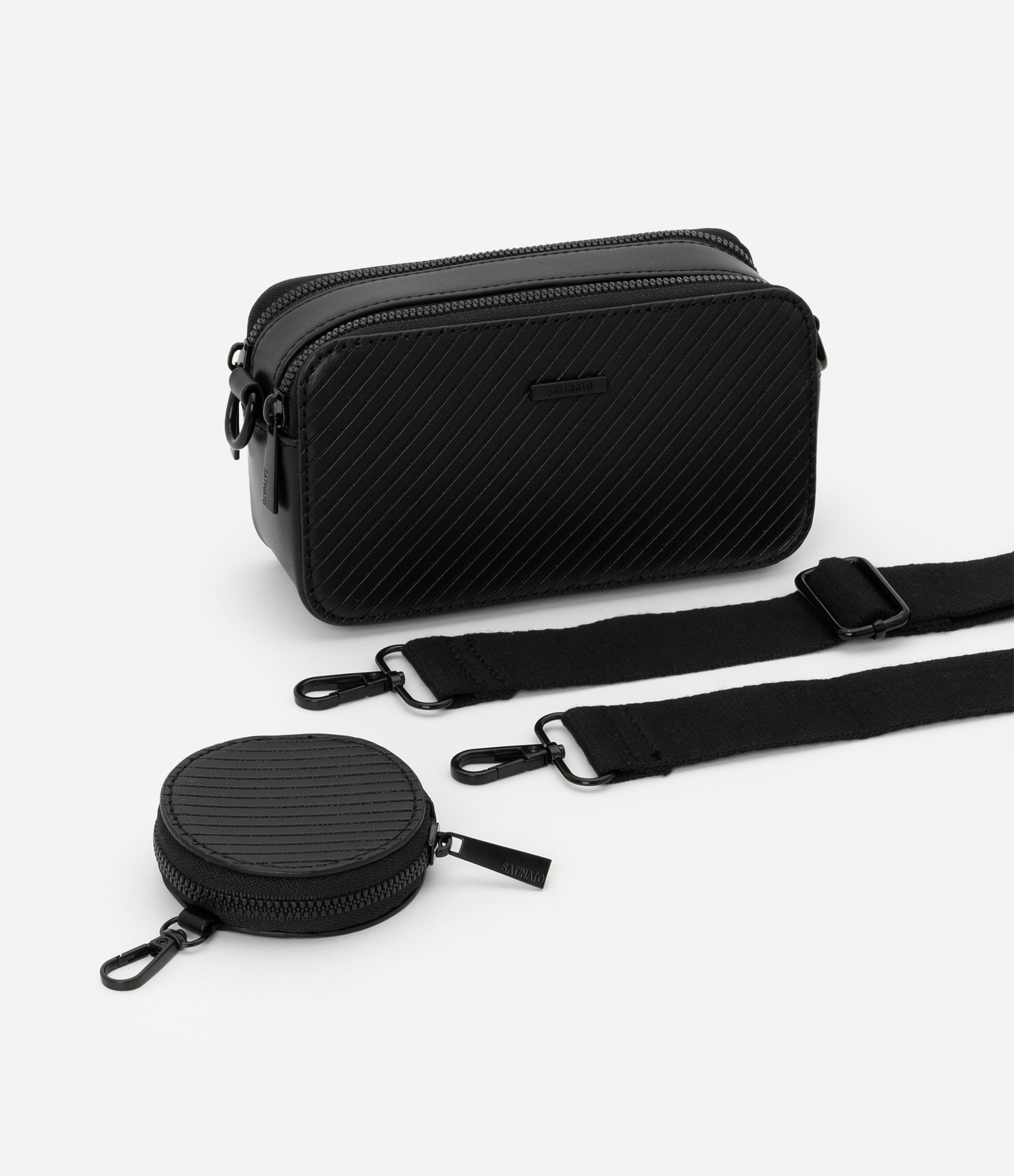 Bola Câmera Bag com Alça Transversal e Porta Moedas Preto 8