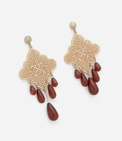 Brinco Médio com Arabesco Vazado e Gotas