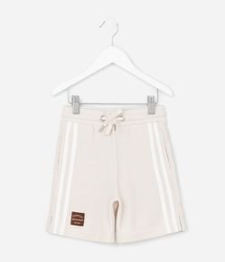 Bermuda Infantil em Moletom com Listras Laterais e Texturizada - Tam 5 a 14 Anos