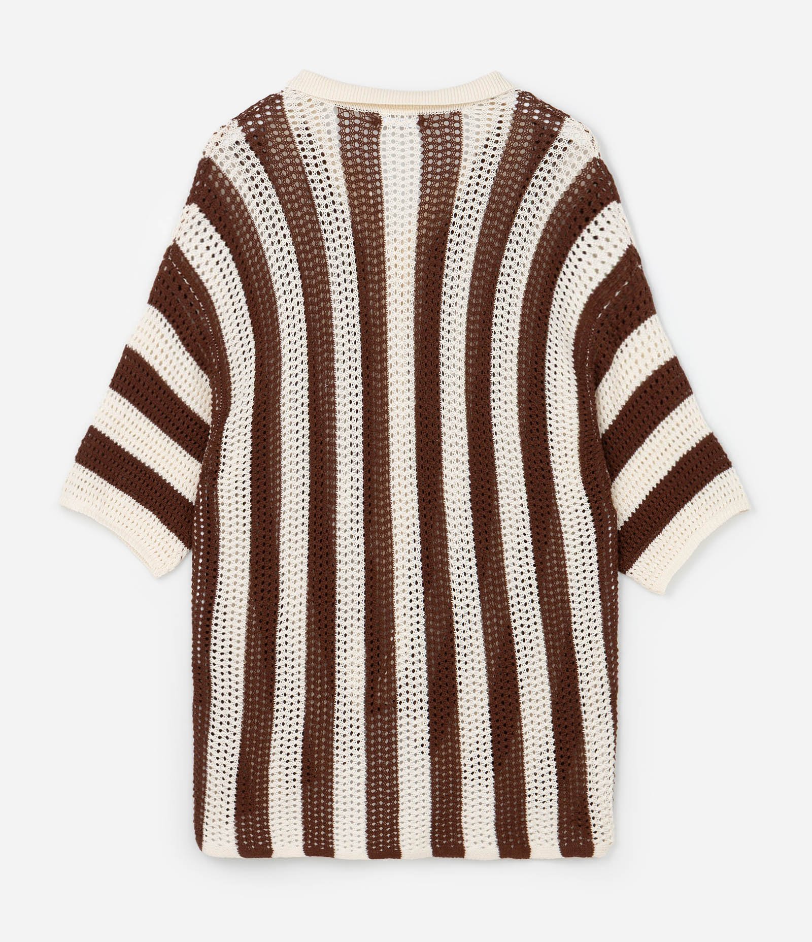 Camisa em Tricô Listrado Curve & Plus Size Marrom/Off White 2