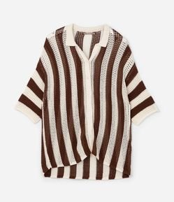 Camisa em Tricô Listrado Curve & Plus Size