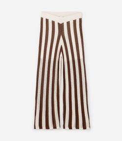 Calça Pantalona em Tricô Listrada Curve & Plus Size