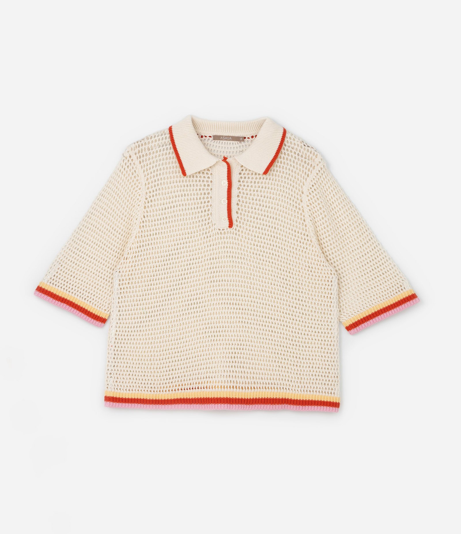 Blusa Cropped em Tricô com Gola Polo Curve & Plus Size Off White 3