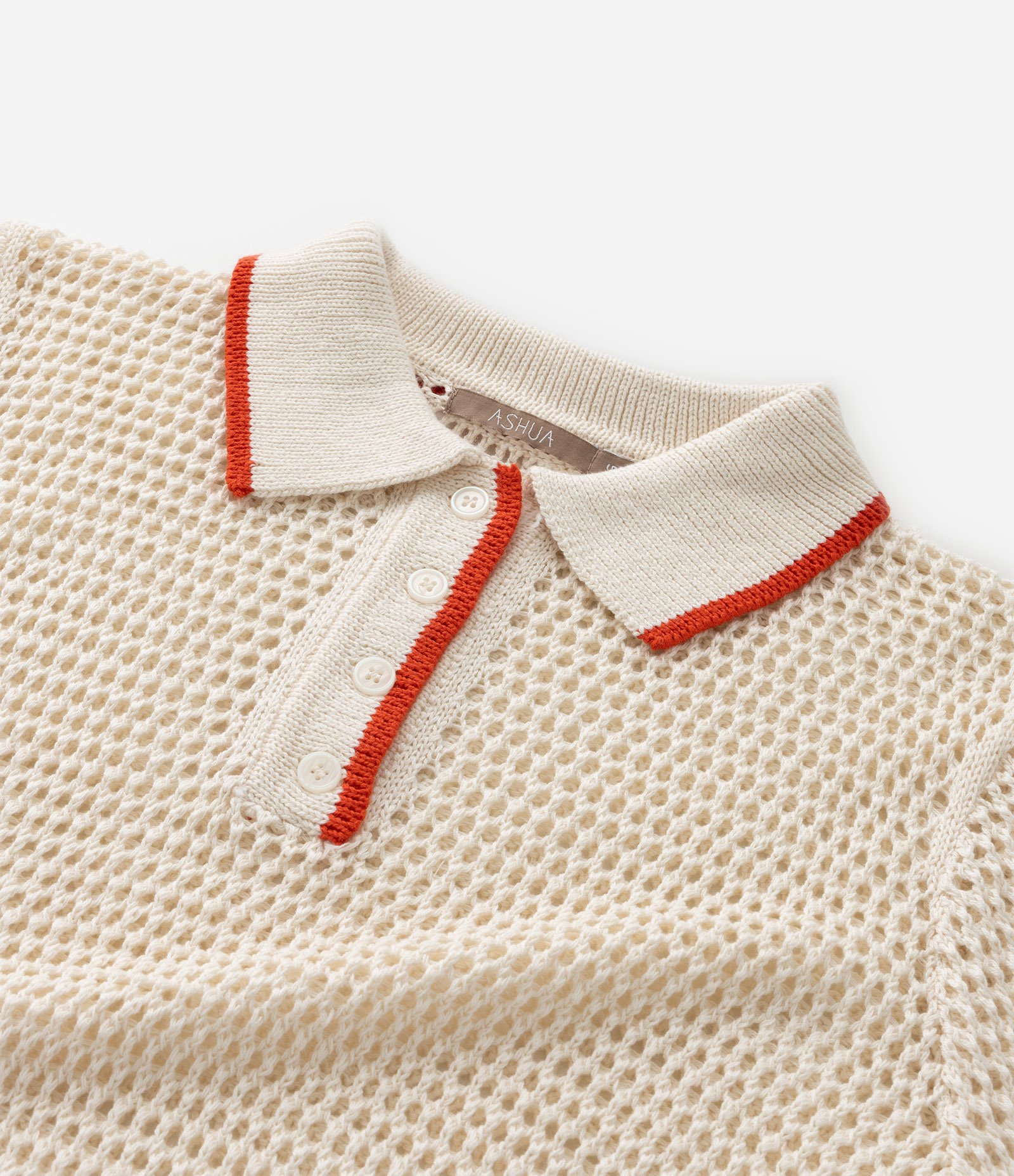 Blusa Cropped em Tricô com Gola Polo Curve & Plus Size Off White 7