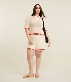 Blusa Cropped em Tricô com Gola Polo Curve & Plus Size