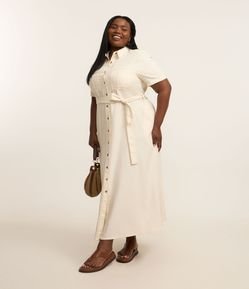 Vestido Midi em Sarja com Amarração Curve & Plus Size