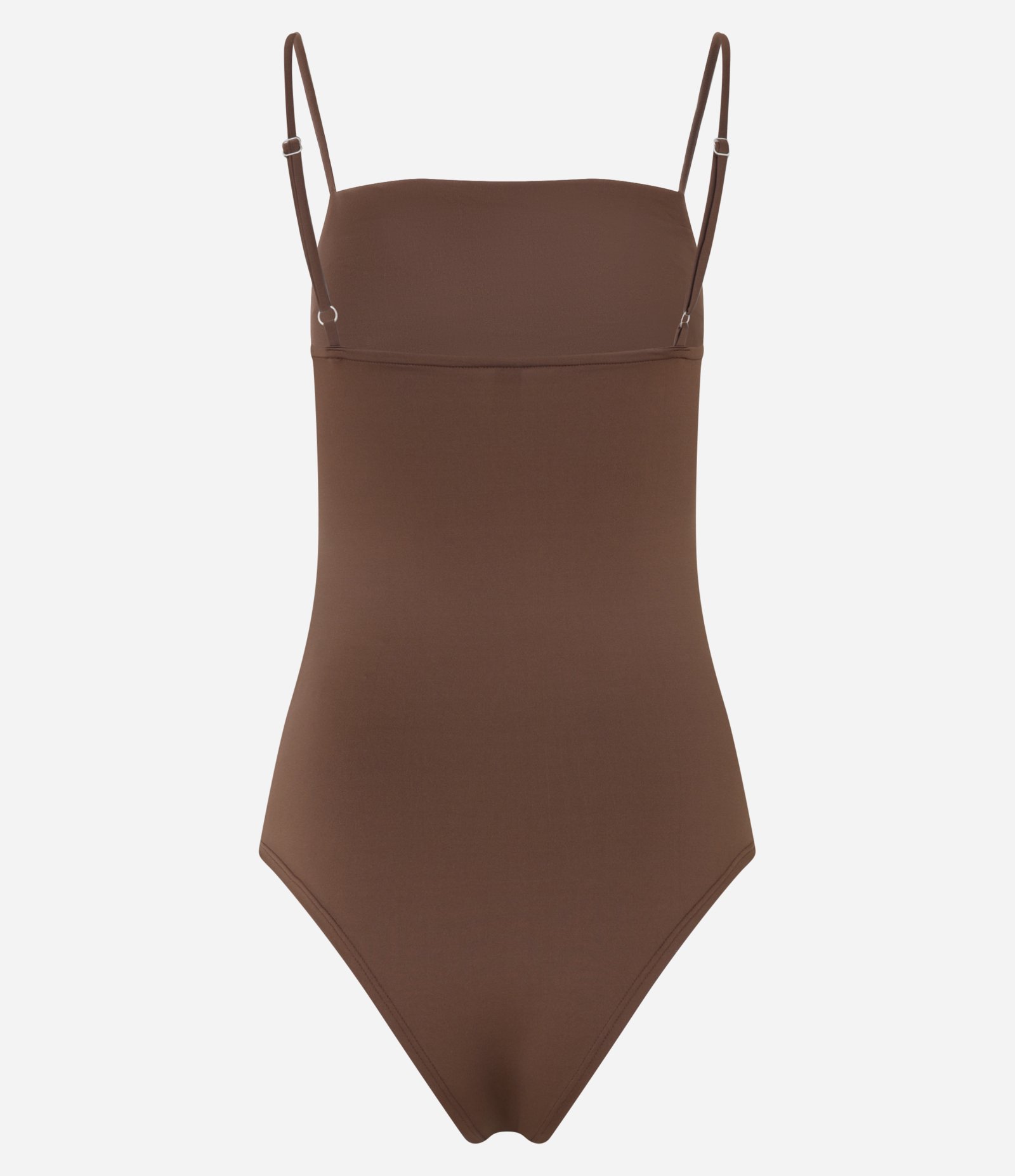 Body com Pregas no Decote e Alça Fina Marrom 5