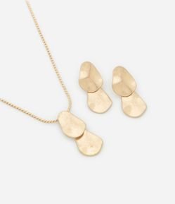 Conjunto Colar Curto e Brinco Médio com Pingentes Iguais