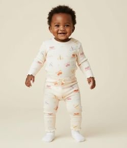 Calça Legging Infantil com Estampa Borboletas - Tam RN a 18 meses