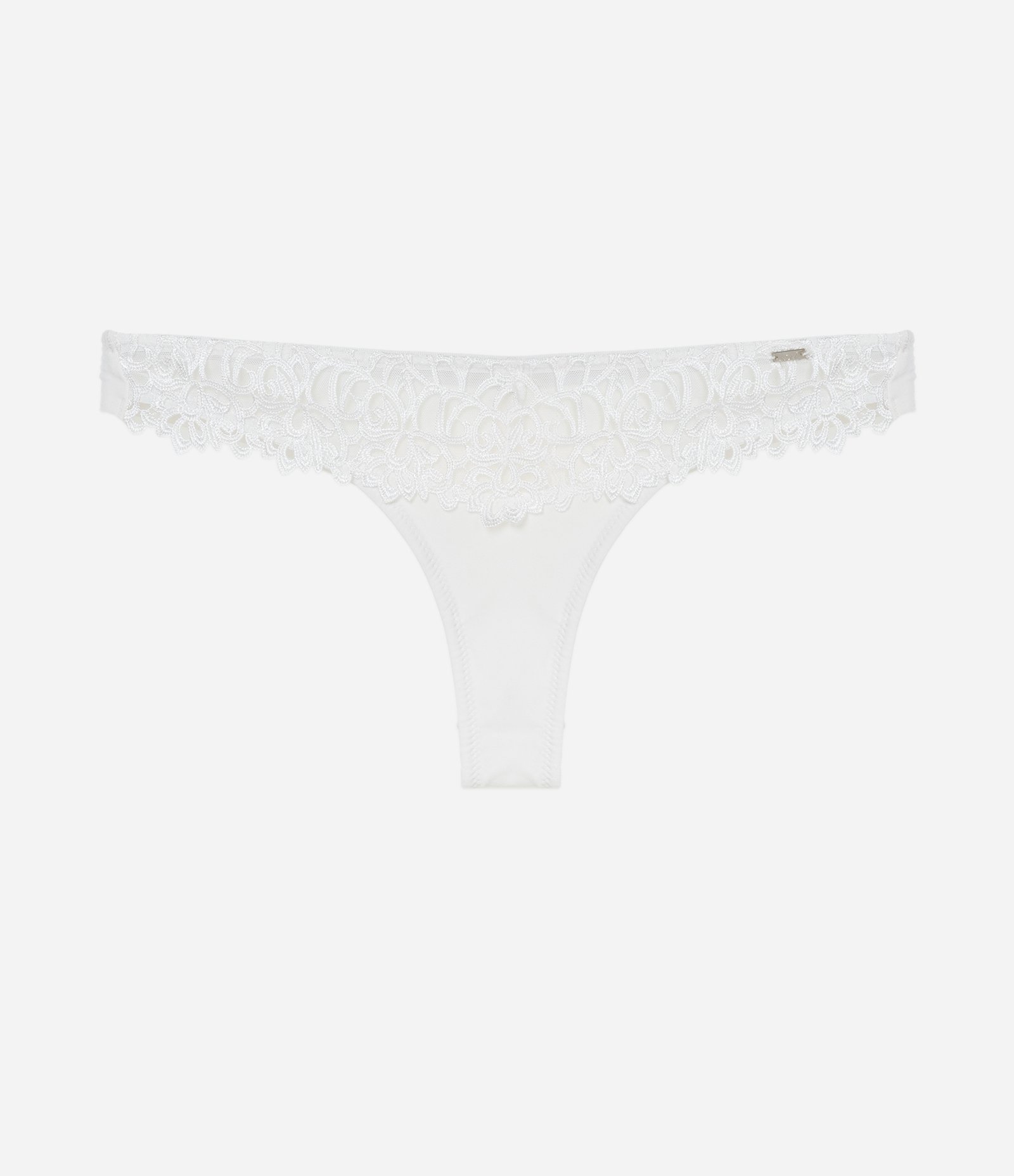 Calcinha Biquíni Fio Duplo com Renda no Cós Branco 5