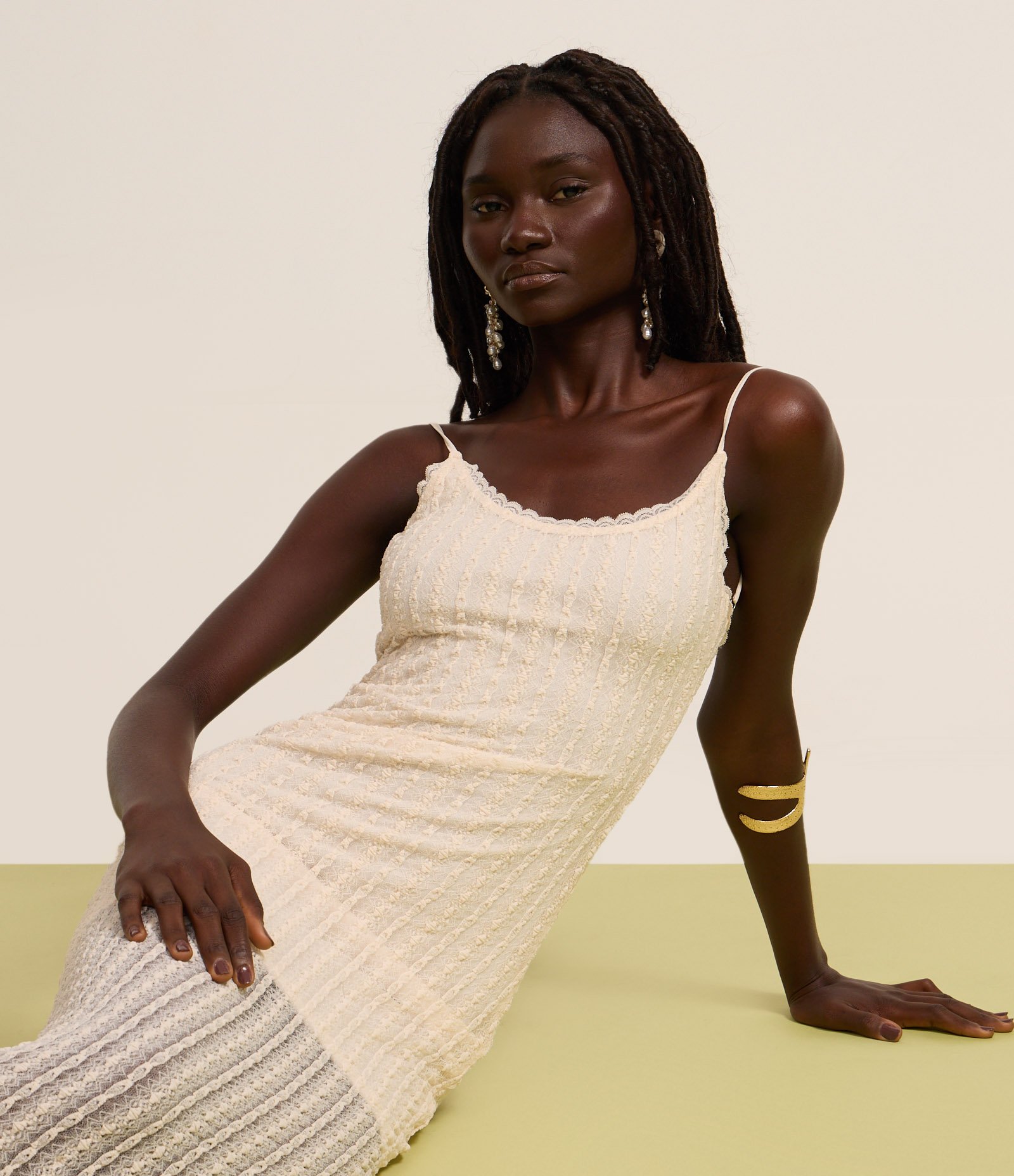 Vestido Long Midi em Renda com Alcinha Off White 3