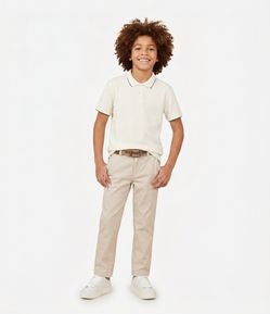 Camiseta Polo Infantil Texturizada - Tam 5 a 14 Anos