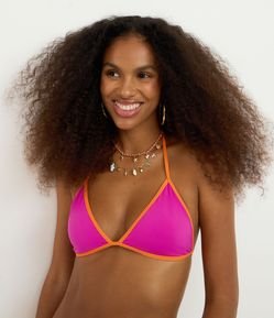 Biquíni Top Triangulo Fixo em Microfibra com Viés Contrastante