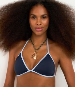 Biquíni Top Triangulo Fixo em Microfibra com Viés Contrastante