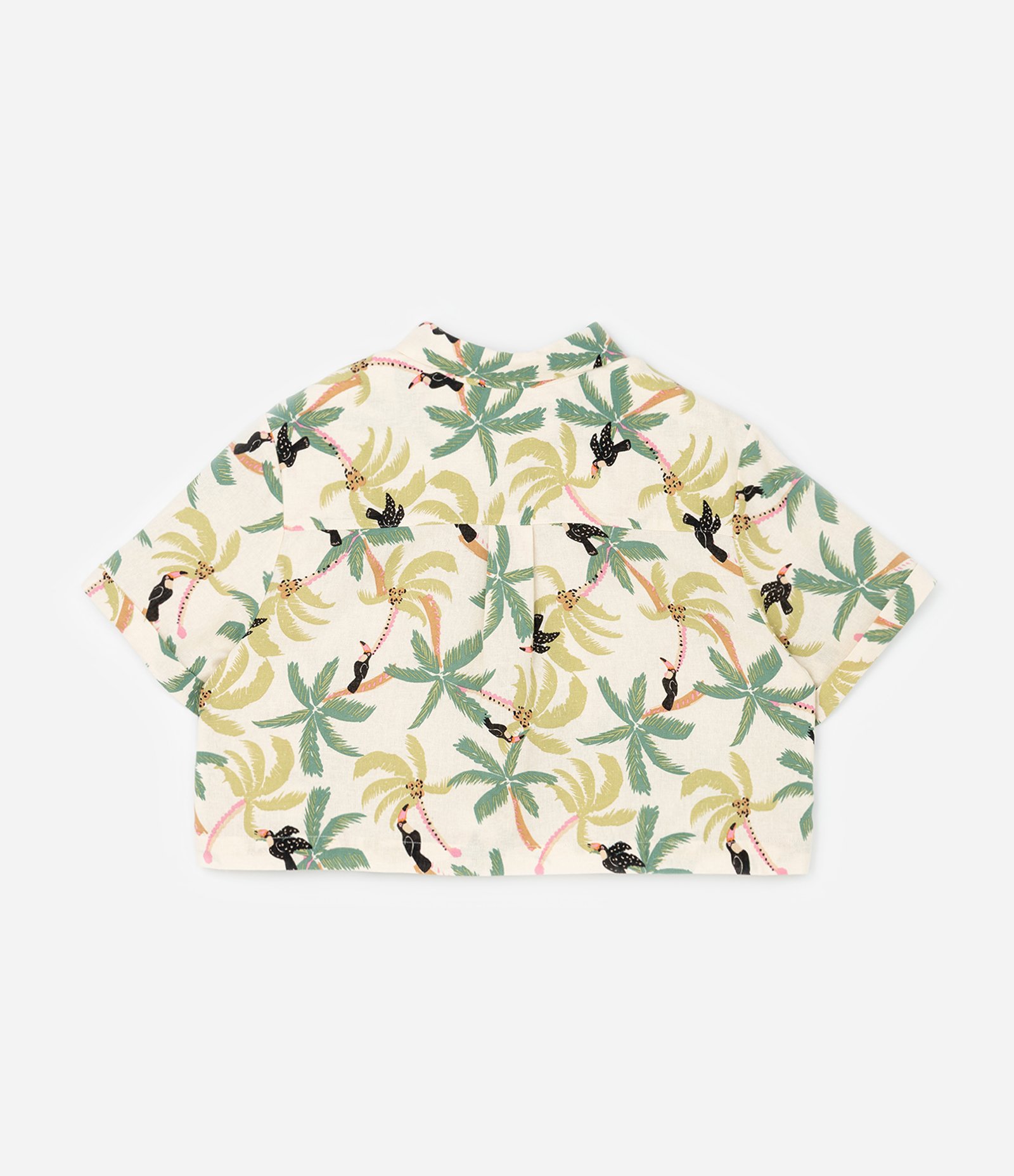 Camisa em Viscolinho com Estampa Tropical com Botões Curve & Plus Size Bege 6