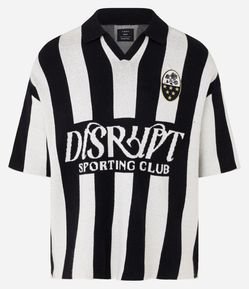 Camiseta Boxy em Tricô com Estampa Futebol