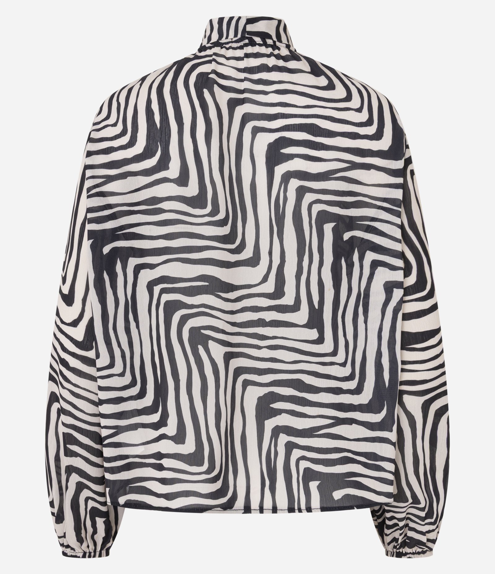 Blusa em Chiffon com Gola Laço e Estampa Zebra Preto/Off White 8