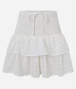 Saída de Praia Saia em Laise com Lastex no Cós e Babados