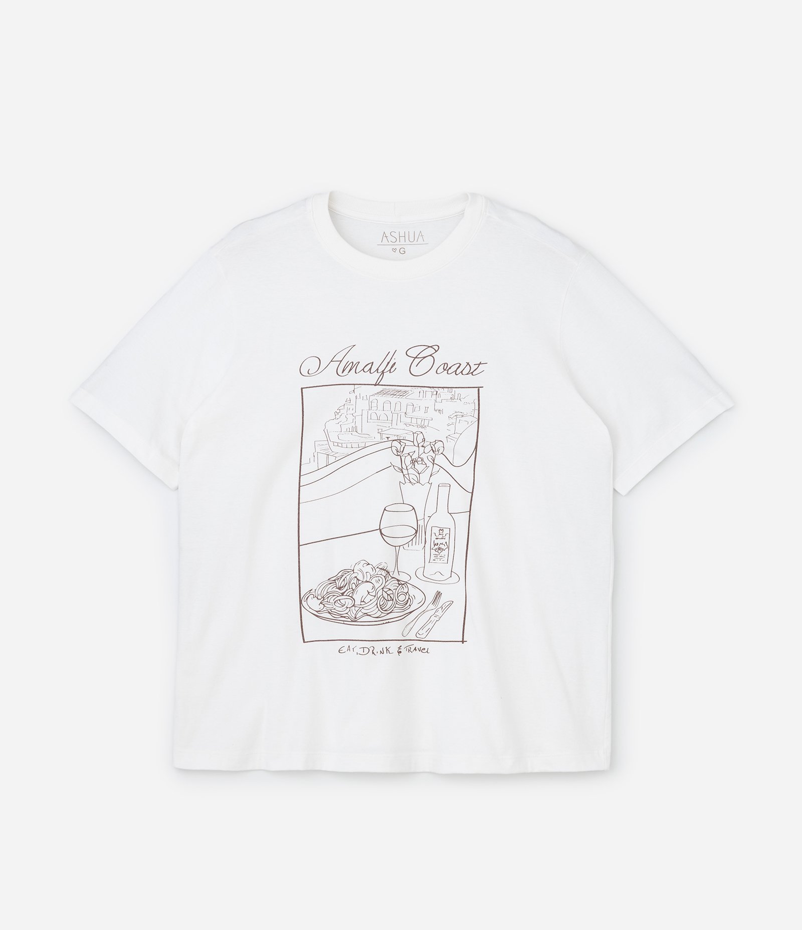 Camiseta Alongada com Estampa Amalfi Coast Curve Plus Size Branco 4