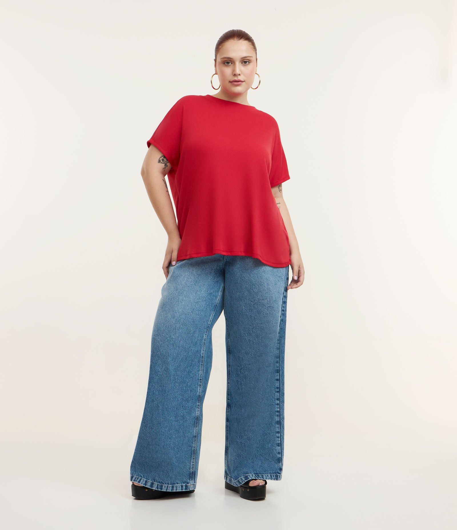Blusa Básica em Ribana e sem Cava Curve & Plus Size Vermelho 2