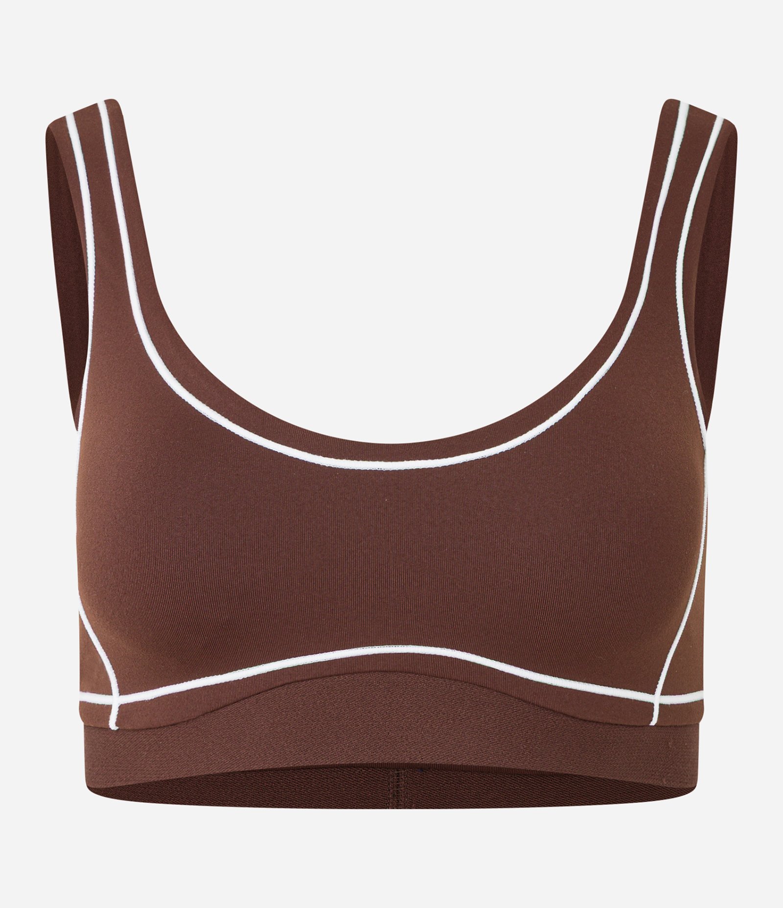 Top Bojo Esportivo em Microfibra com Viés Contrastante Marrom 4