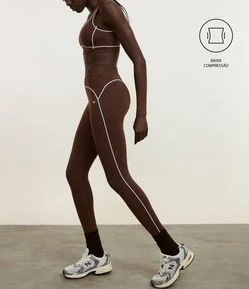 Calça Legging Esportiva em Microfibra com Elástico na Cintura e Viés Contrastante