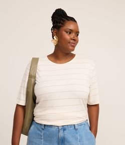 Blusa em Viscolycra Listrada com Fio Metalizado Curve & Plus Size