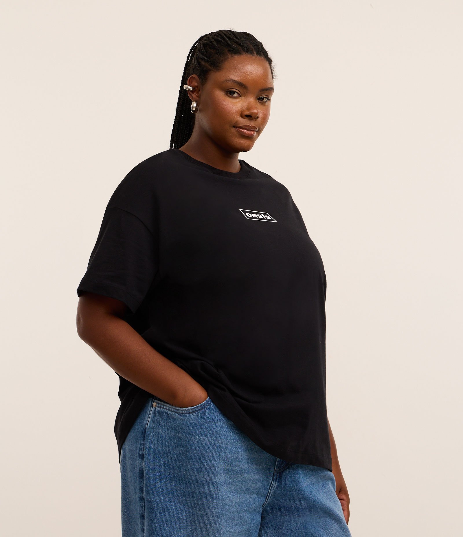 Camiseta Oversized com Estampa Oasis Curve & Plus Size Preto 2