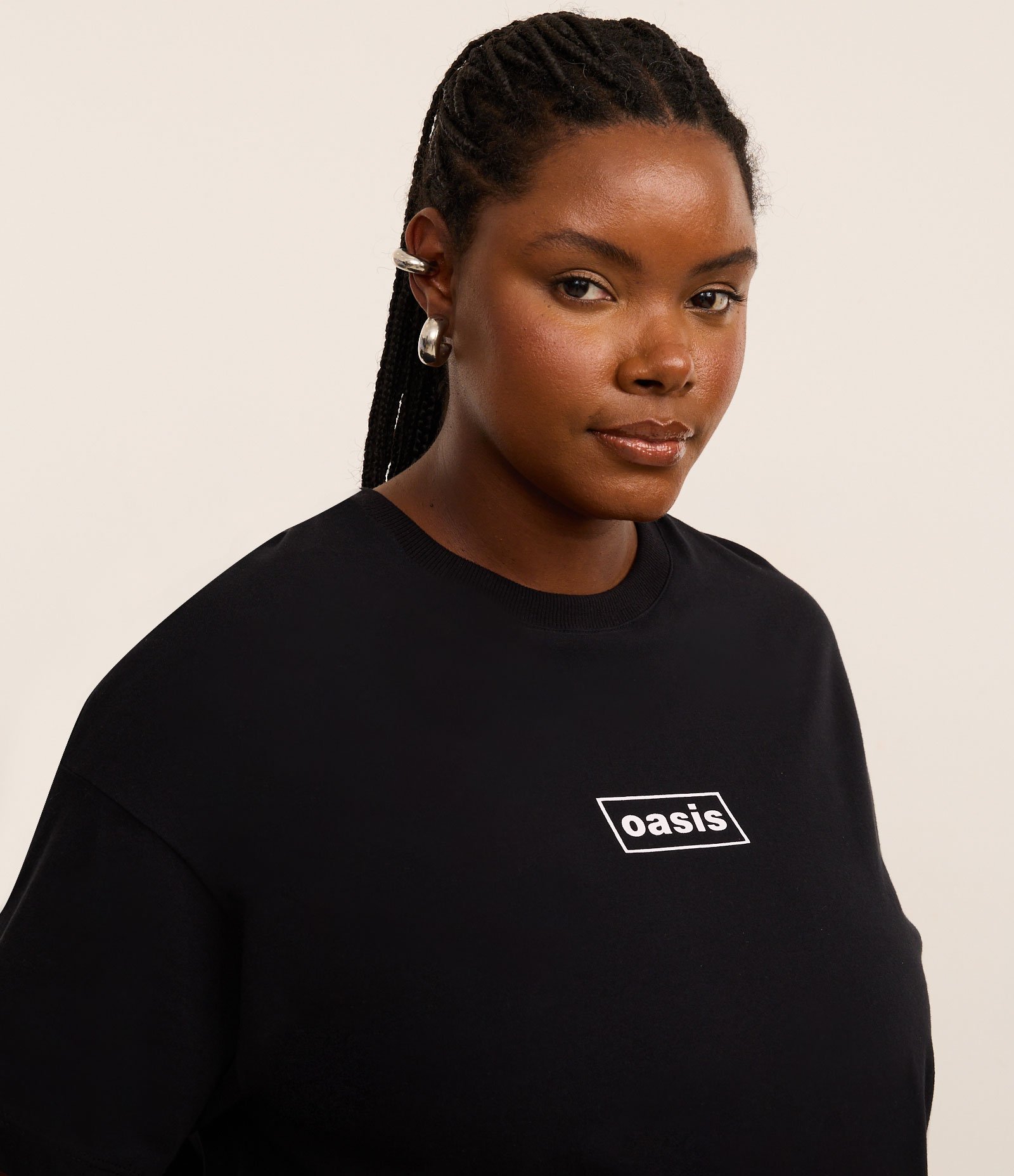 Camiseta Oversized com Estampa Oasis Curve & Plus Size Preto 4