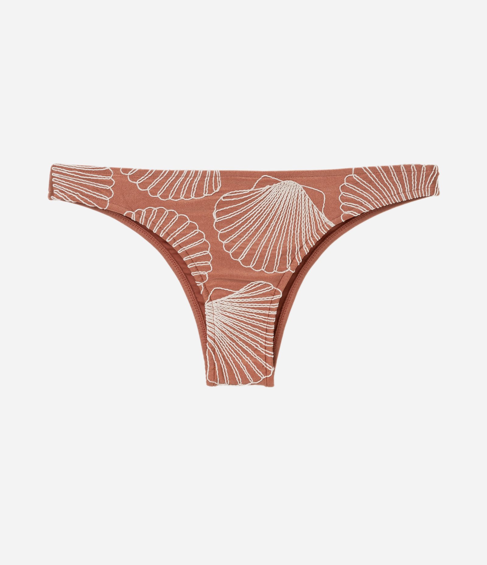 Biquíni Calcinha Básica em Microfibra com Bordado de Conchas Marrom 5