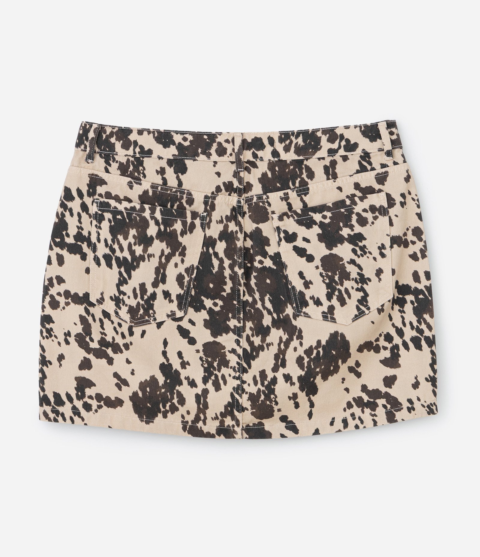 Saia Curta em Sarja com Estampa Animal Print Vaca Curve & Plus Size Bege 8