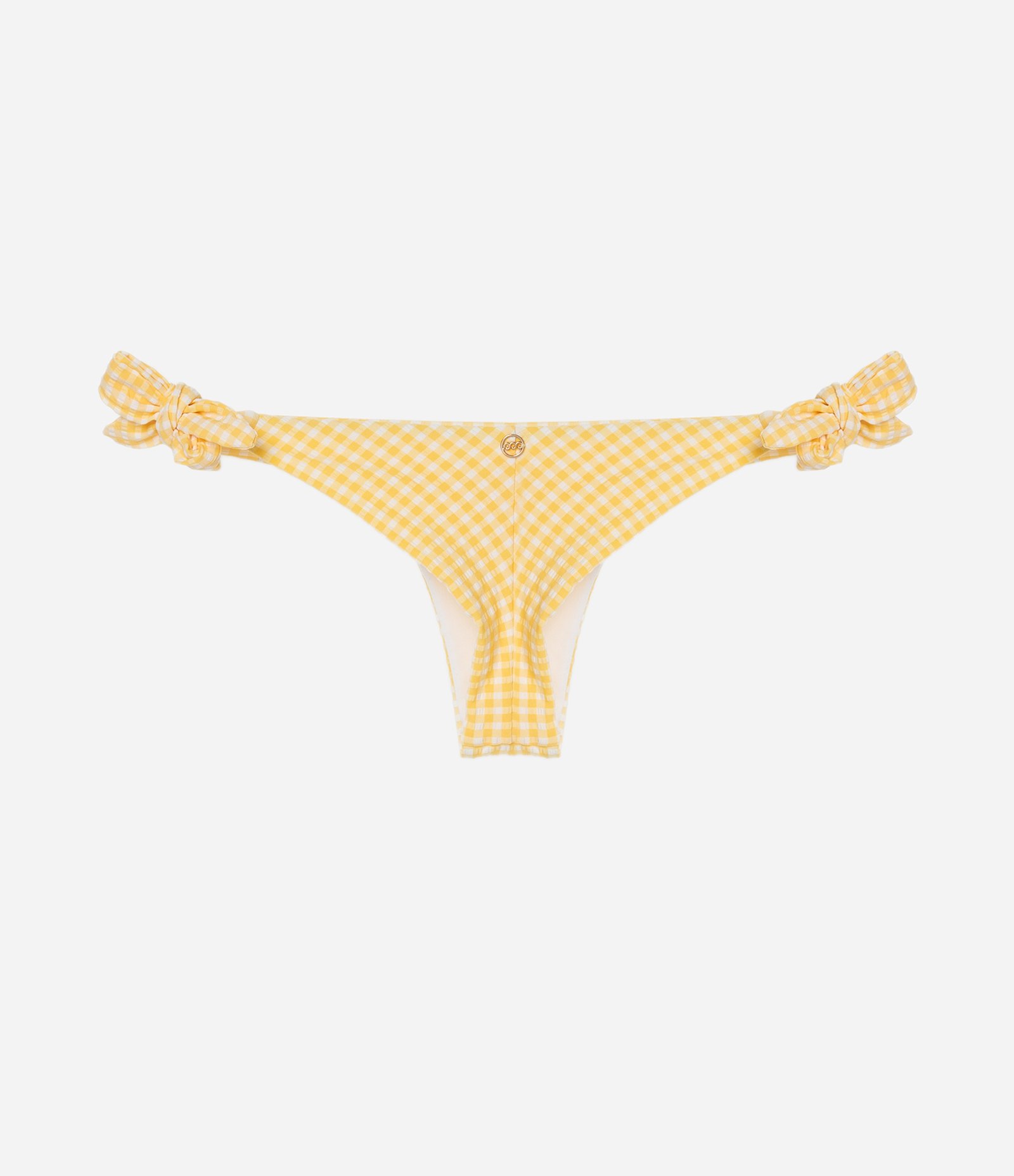 Biquíni Calcinha Laço Grosso em Microfibra Vichy Amarelo 2