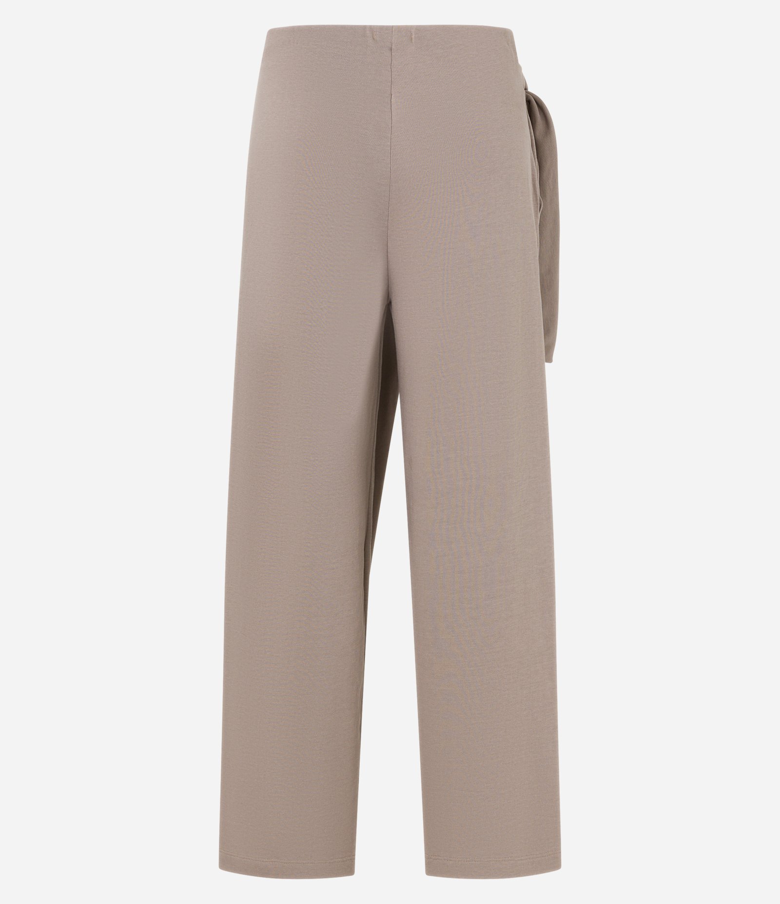 Calça Reta em Algodão com Transpasse e Amarração Bege 4