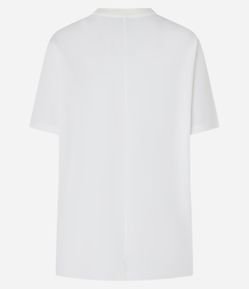 Camiseta Alongada em Algodão com Piercing Aplicado
