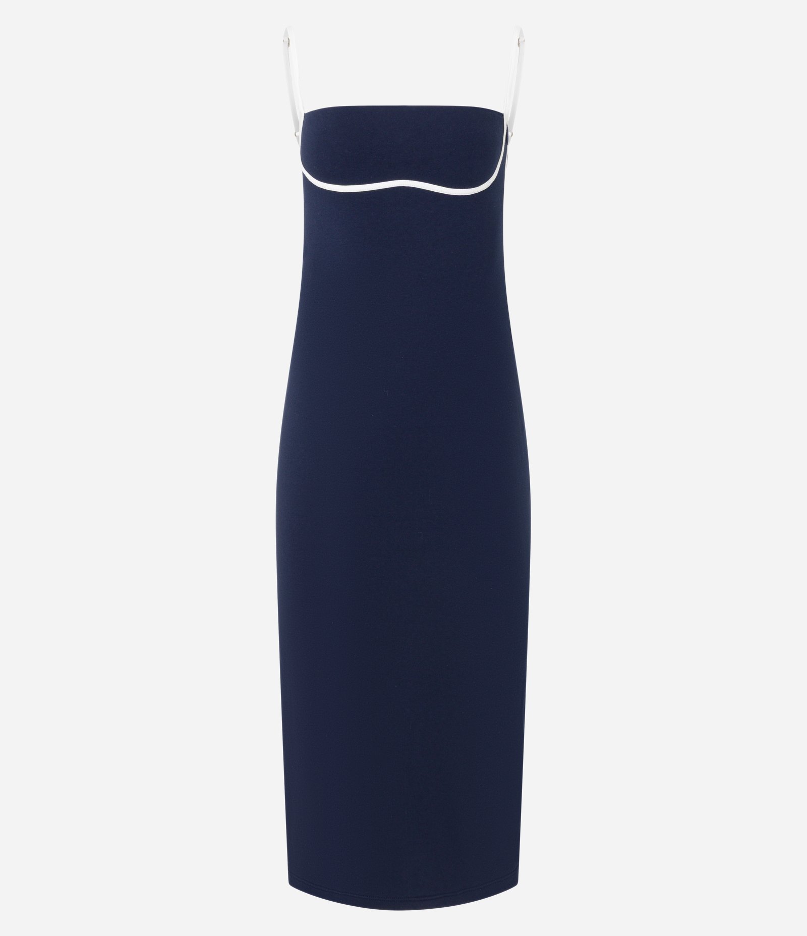 Vestido Midi com Viés Contrastante no Busto Azul 5
