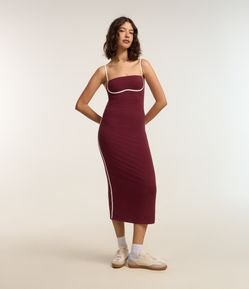 Vestido Midi com Viés Contrastante no Busto