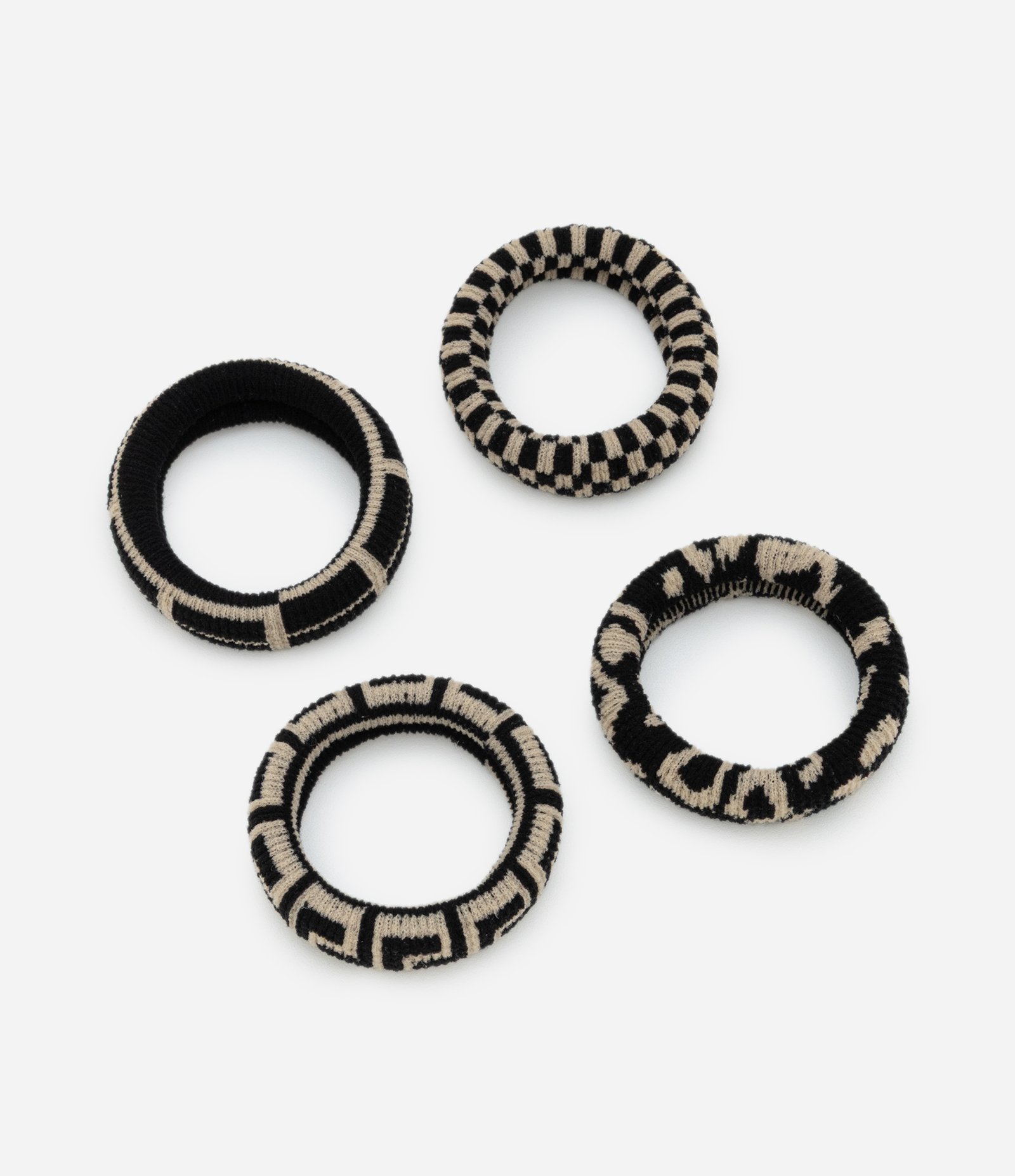 Kit 04 Borrachinhas de Cabelo com Estampa Geométricas Multicores 1