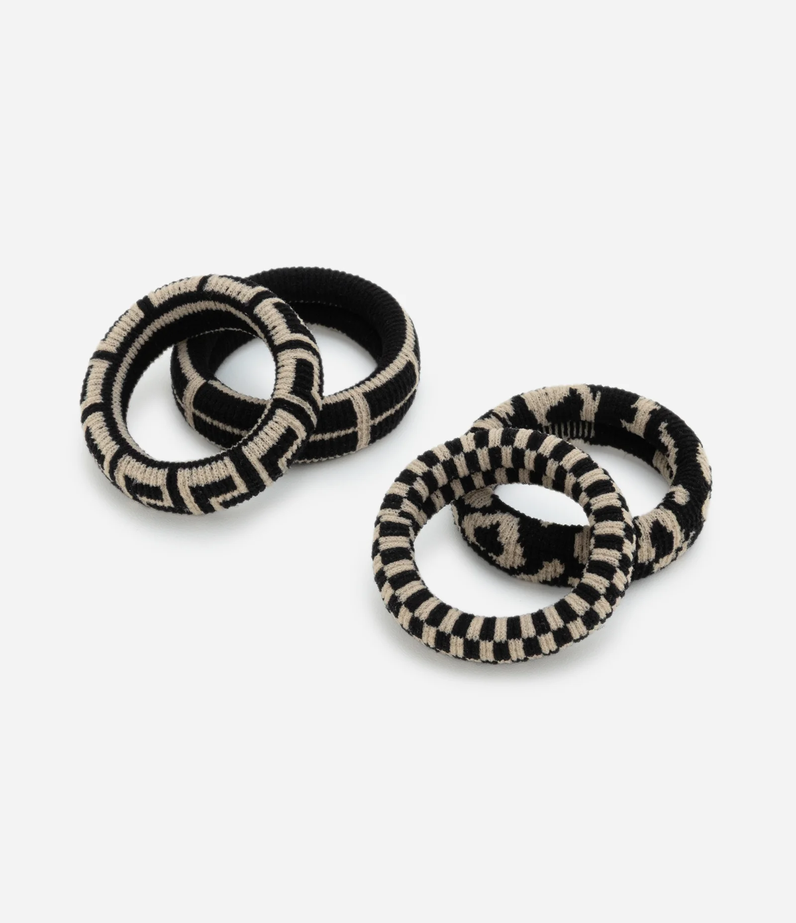 Kit 04 Borrachinhas de Cabelo com Estampa Geométricas Multicores 2