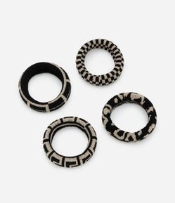 Kit 04 Borrachinhas de Cabelo com Estampa Geométricas