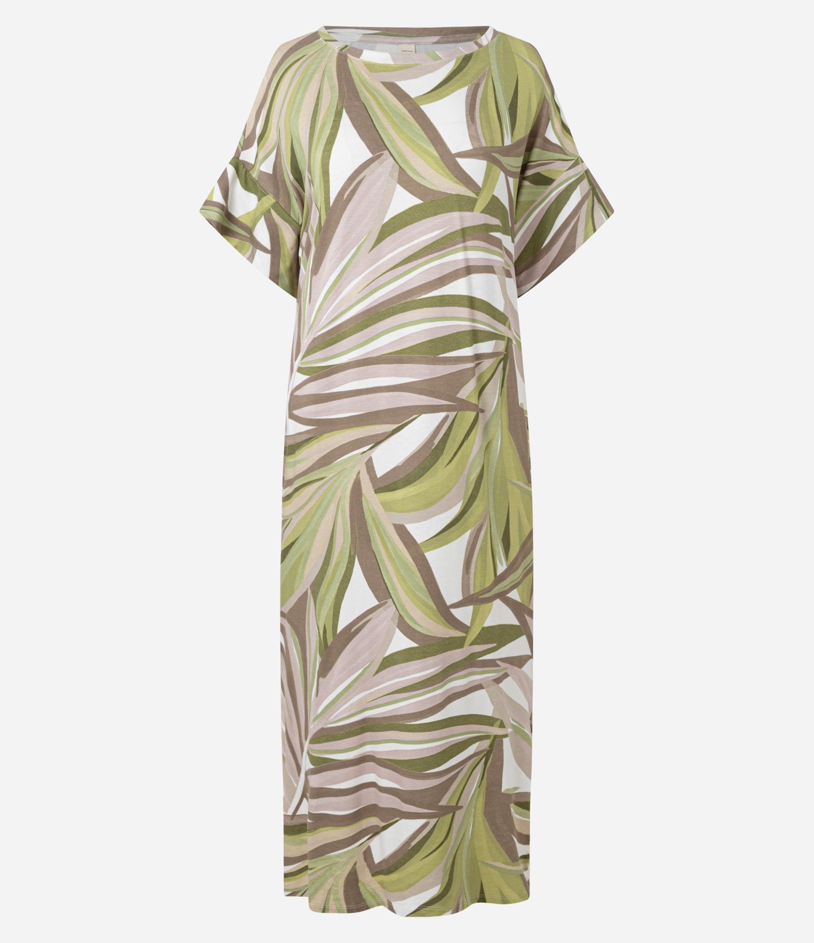Vestido Reto Midi em Viscolycra com Estampa Folhagem Marrom/Verde/Bege/Branco 5