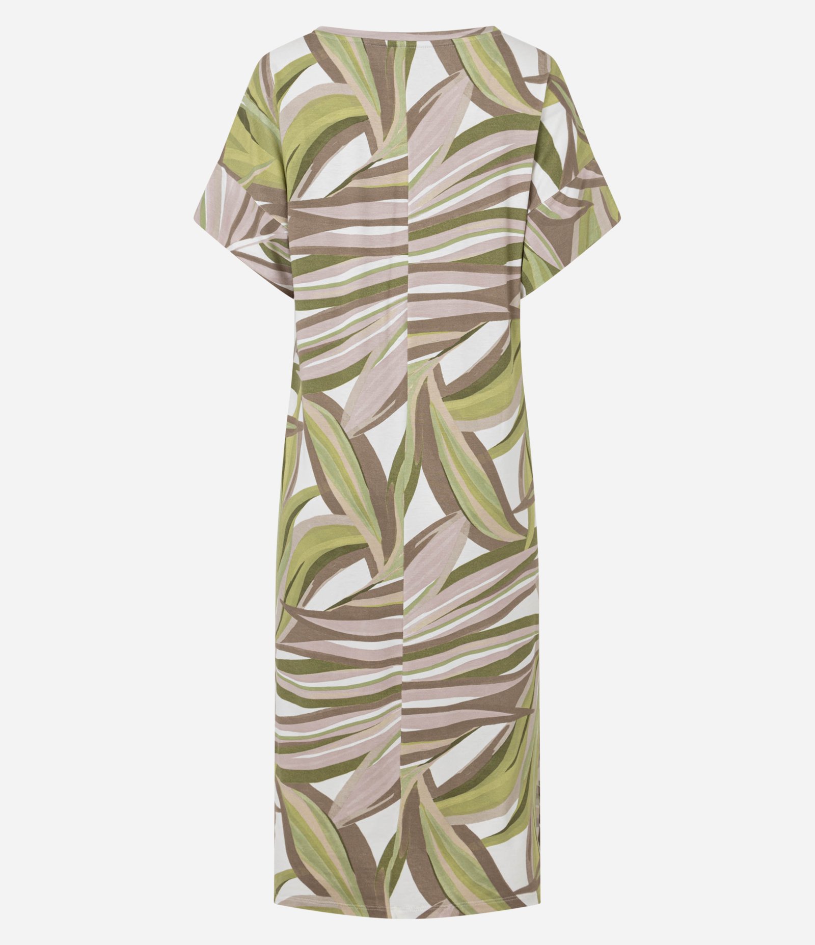 Vestido Reto Midi em Viscolycra com Estampa Folhagem Marrom/Verde/Bege/Branco 6