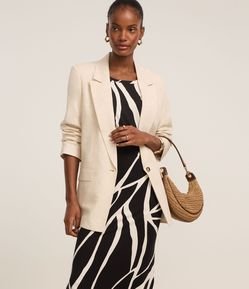 Vestido Reto Midi em Viscose com Estampa Abstrata