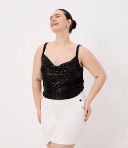 Blusa em Paetê com Decote Degagê Curve & Plus Size